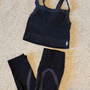 Free People Sparkly Black Active Set
